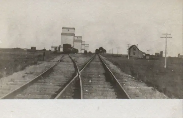 Railway tracks and grain elevators at Guernsey